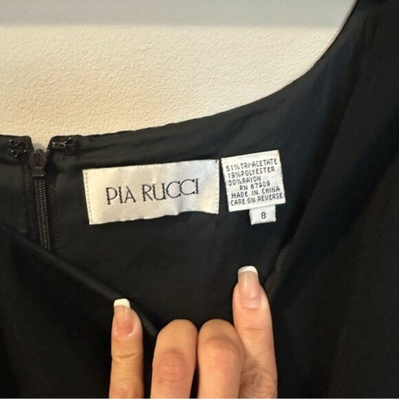 Pía Rucci Black Maxi Pencil Dress Sleeveless Elegant Size 8 - Picture 8 of 11